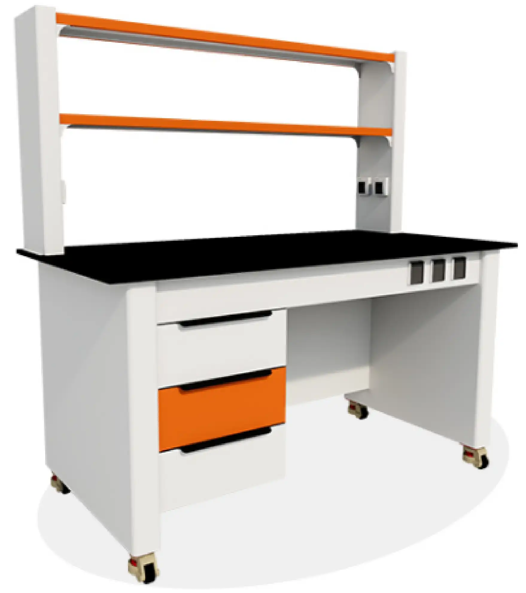 What is a lab table with a reagent rack used for?